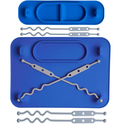 Picture of BUSY BABY Silicone Mat Bundle - 1 Original Mat Plus 1 Mini Mat, Strong Suction Cups, 6 Straps to Secure Baby Essentials and Keep Them Off The Floor, Baby Led Weaning, Travel Sleeve Included