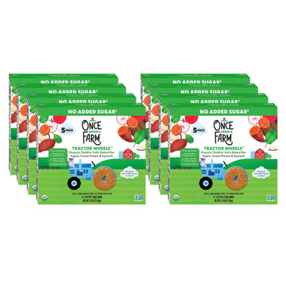 Picture of Once Upon a Farm Organic Tractor Wheels Toddler Bar, Apple, Sweet Potato & Spinach | 8 Boxes, 40 Total Bars