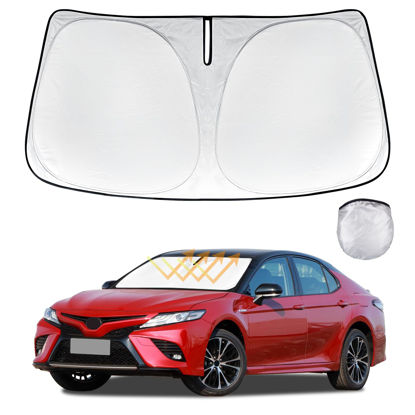 Picture of for Camry Custom Fit Windshield Sun Shade Foldable Hybrid Sedan for 2018-2023 Toyota Camry Car Accessories Sunshade Sun Visor Front Window Protector 240T Reflective Fabric Blocks UV Rays