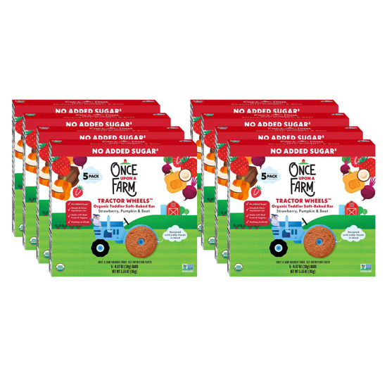 Picture of Once Upon a Farm Organic Tractor Wheels Toddler Bar, Strawberry, Pumpkin & Beet | 8 Boxes, 40 Total Bars