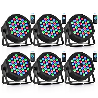 Picture of CO-Z Stage Lights, 36 LED Par Lights with Remote Control, DMX Controller Compatible, 6 Pack DJ Lights for Event Wedding Holiday Party Bar Club Music Dance Show
