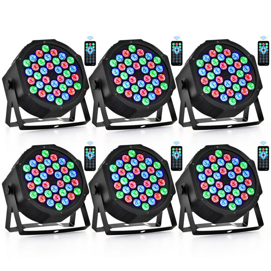 Picture of CO-Z Stage Lights, 36 LED Par Lights with Remote Control, DMX Controller Compatible, 6 Pack DJ Lights for Event Wedding Holiday Party Bar Club Music Dance Show