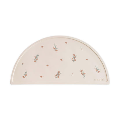 Picture of mushie Silicone Placemat for Kids | BPA-Free Non-Slip Design (Pink Flowers)