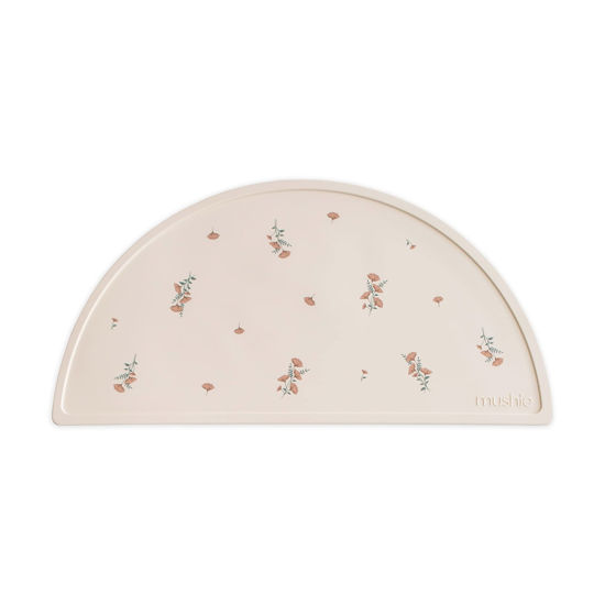 Picture of mushie Silicone Placemat for Kids | BPA-Free Non-Slip Design (Pink Flowers)