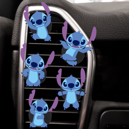 Picture of ZOSTLAND Cute Cartoon Car Air Vent Clip Decoration,Car Air Fresheners, Funny Car Vent Clip,Personalized Automotive Interior Decoration Accessories,Car Decor Gift for women,men (5pcs Stitch Dance)