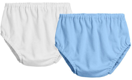 Picture of City Threads 2-Pack Baby Girls' and Baby Boys' Unisex Diaper Covers Bloomers Soft Cotton, White/Bright Lt Blue, 4T