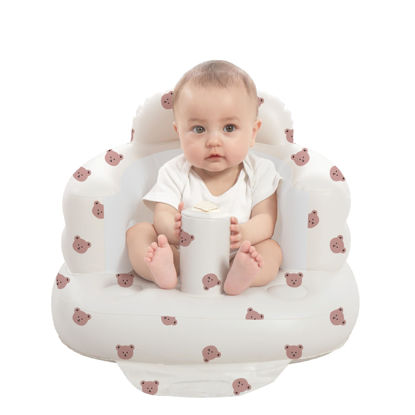 Picture of AGITVPS Inflatable Baby Seat for Babies 3-36 Months, Built in Air Pump Baby Chair Sit Me up Floor Seat for Baby, Bumbo Seat for Learning to Sit, Feeding, Camping (Bear)