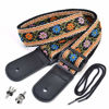 Picture of CLOUDMUSIC Tenor Concert Soprano Baritone Ukulele Strap Coloful Hawaii Floral Jacquard For Adult Size And Kids(Blue Orange Pink Flowers)