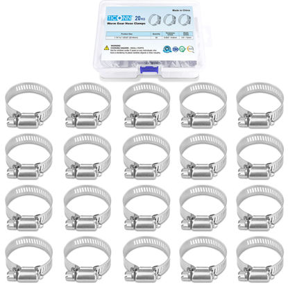 Picture of TICONN 20PCS Hose Clamp Set - 1-1/4'' - 1-23/32'' 304 Stainless Steel Worm Gear Hose Clamps for Pipe, Intercooler, Plumbing, Tube and Fuel Line