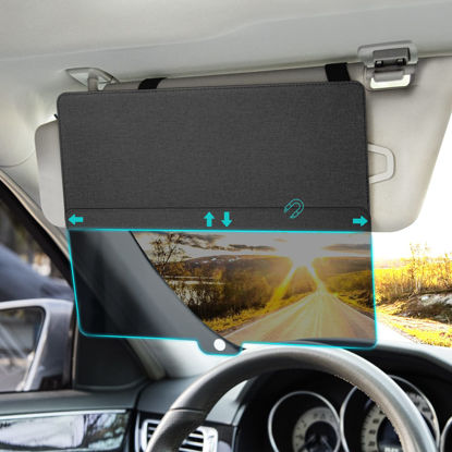 Picture of NAZZO Sun Visor Extender for Car, Sun Blocker with PC Sunshade Lens, Magnetic Mounting Adjustable Position, Protect from Glare, UV Rays, Snow Blindness for Safe Driving, Universal for Car, SUV (Black)