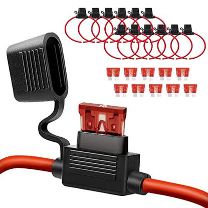 Picture of 10 Pack 16 AWG Inline Fuse Holder - 12 Volts Fuse Holder for 10A Blade Fuse