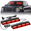 Picture of XRIDONSEN Emergency Dash Strobe Lights Safety Flashing Warning Hazard Interior Front/Rear Windshield Deck Split Lights w/Suction Cups for Volunteer Firefighter Police Vehicles Trucks (2x14 inch, Red)