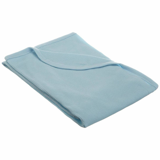 Picture of American Baby Company 100% Cotton Thermal Waffle Toddler Cot Blanket, Soft, Breathable & Stretchy, Blue, 36" x 48" for Boys and Girls, Versatile for Nap Time, Preschool and Travel