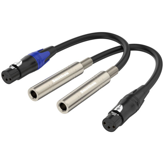 Picture of Smithok 2 Pack XLR to 1/4 Cable,Balanced XLR Female to 1/4 inch 6.35mm Female Stereo Audio Adapter,3 Pin Female XLR to Quarter inch TRS Connector Converter Interconnect Cable - 1 Feet (30 cm) Black