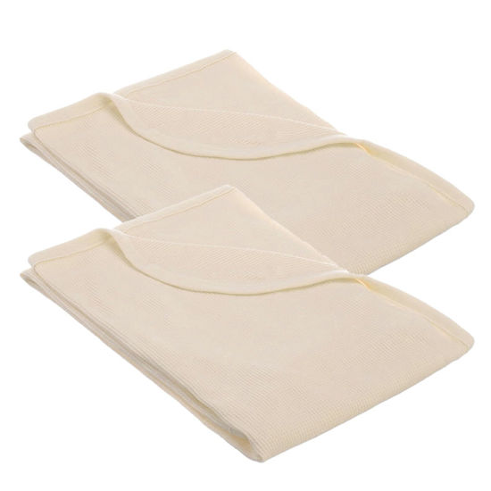 Picture of American Baby Company 100% Cotton Thermal Waffle Swaddle Blanket, Soft, Breathable & Stretchy, Cream, 2 Pack, 30" x 40" for Boys and Girls, Perfect for Swaddling, Travel and Gifting