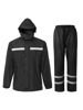 Picture of SaphiRose Men's Rain Suit High Visibility Reflective Work Rain Jacket Pants for All Sport Farm Fishing Motorcycle (Black,Large)