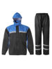 Picture of SaphiRose Men's Rain Suit High Visibility Reflective Work Rain Jacket Pants for All Sport Farm Fishing Motorcycle (Black/Royal-Blue,Medium)