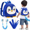 Picture of Accmor Toddler Harness Backpack Leash, Cute Penguin Kid Backpacks with Anti Lost Wrist Link, Mini Child Backpack Harness Leashes Walking Wristband Rope Travel Bag Harness Rein for Baby Girls (Blue)