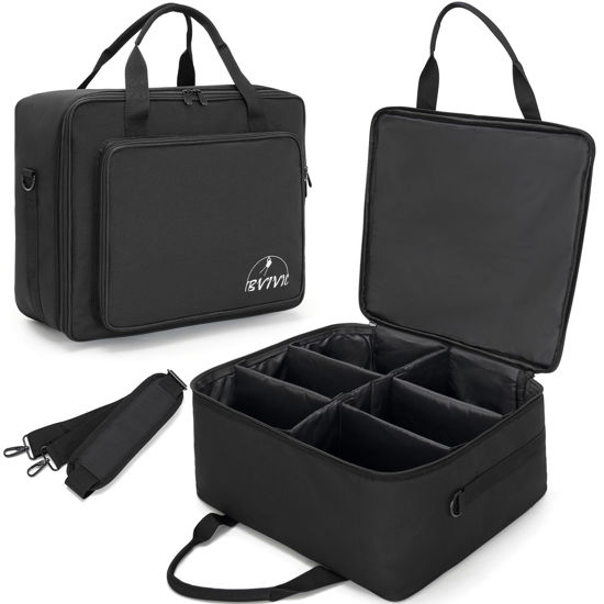 Picture of IBVIVIC 6 Par 5/16'' Padded Spotlight Bag Stage Lighting Storage Bag for 6 Par Lights Bag with Dividers, Handle, Straps