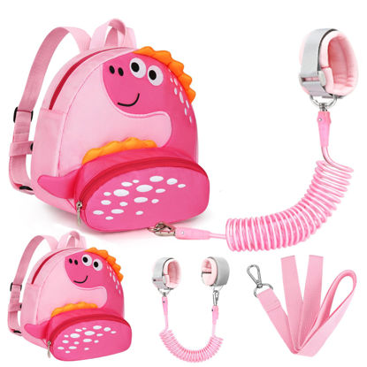 Picture of Accmor Toddler Harness Backpack with Leash, Cute Dinosaur Kid Backpacks with Anti Lost Wrist Link, Mini Child Harness Leash Walking Wristband Baby Protection Belt for Girls Aged 1-3 Years