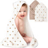 Picture of Konssy 2 Pack Muslin Hooded Baby Towels for Newborn Soft 100% Cotton Baby Bath Towel with Hood for Baby, Infant Ultra Absorbent, Baby Stuff Baby Bath Shower Gifts (Camel, Sun,30" x 30")