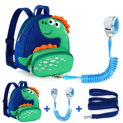 Picture of Accmor Toddler Harness Backpack Leash, Cute Dinosaur Backpacks with Anti Lost Wrist Link, Mini Child Leash Wristband Baby Protection for Walking, Keep Kids Close Tether Rein for Boys Aged 1-3 Years
