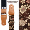 Picture of Nefelibata Japanese Cotton Guitar Strap for Acoustic Guitar, Ukulele, Free Headstock Strap Adapter with Buckle, Guitar Picks and Strap Lock(Pomegranate Flower)