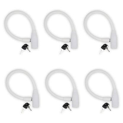 Picture of Urban August Child-Proof Refrigerator Lock with Keys - Cable Lock for French Door Fridge, Bike, Stroller, & Helmet - Cabinet Lock for Kids & Adults (Small, White, 6 Pack Keyed Alike)