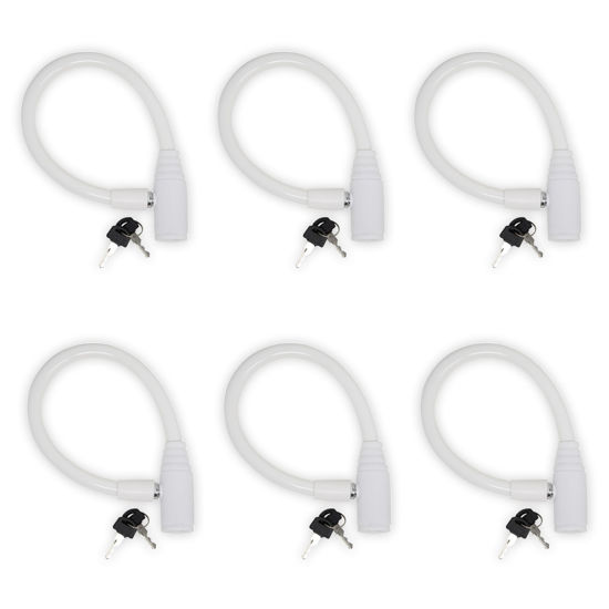 Picture of Urban August Child-Proof Refrigerator Lock with Keys - Cable Lock for French Door Fridge, Bike, Stroller, & Helmet - Cabinet Lock for Kids & Adults (Small, White, 6 Pack Keyed Alike)