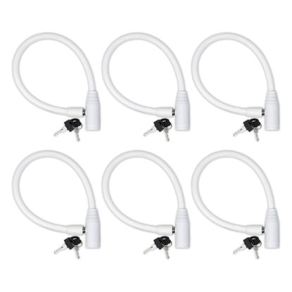 Picture of Urban August Child-Proof Refrigerator Lock with Keys - Cable Lock for French Door Fridge, Bike, Stroller, & Helmet - Cabinet Lock for Kids & Adults (Regular, White, 6 Pack Keyed Alike)