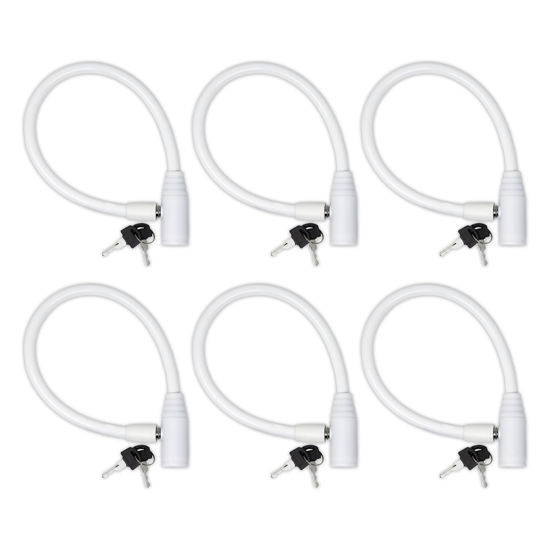 Picture of Urban August Child-Proof Refrigerator Lock with Keys - Cable Lock for French Door Fridge, Bike, Stroller, & Helmet - Cabinet Lock for Kids & Adults (Regular, White, 6 Pack Keyed Alike)