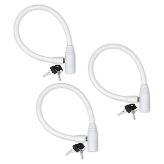 Picture of Urban August Child-Proof Refrigerator Lock with Keys - Cable Lock for French Door Fridge, Bike, Stroller, & Helmet - Cabinet Lock for Kids & Adults (Regular, White, 3 Pack Keyed Alike)