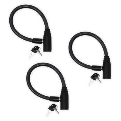 Picture of Urban August Child-Proof Refrigerator Lock with Keys - Cable Lock for French Door Fridge, Bike, Stroller, & Helmet - Cabinet Lock for Kids & Adults (Small, Black, 3 Pack Keyed Alike)