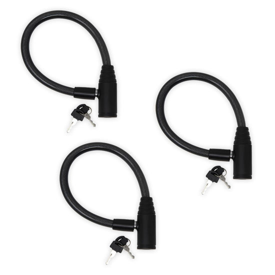 Picture of Urban August Child-Proof Refrigerator Lock with Keys - Cable Lock for French Door Fridge, Bike, Stroller, & Helmet - Cabinet Lock for Kids & Adults (Small, Black, 3 Pack Keyed Alike)