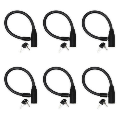 Picture of Urban August Child-Proof Refrigerator Lock with Keys - Cable Lock for French Door Fridge, Bike, Stroller, & Helmet - Cabinet Lock for Kids & Adults (Small, Black, 6 Pack Keyed Alike)