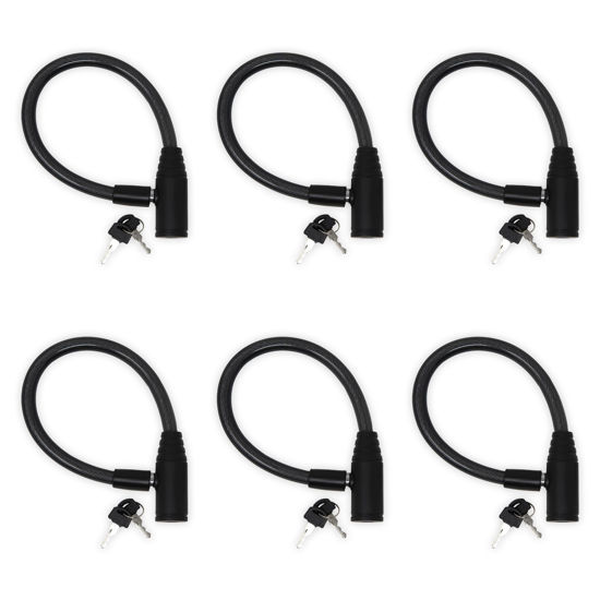 Picture of Urban August Child-Proof Refrigerator Lock with Keys - Cable Lock for French Door Fridge, Bike, Stroller, & Helmet - Cabinet Lock for Kids & Adults (Small, Black, 6 Pack Keyed Alike)