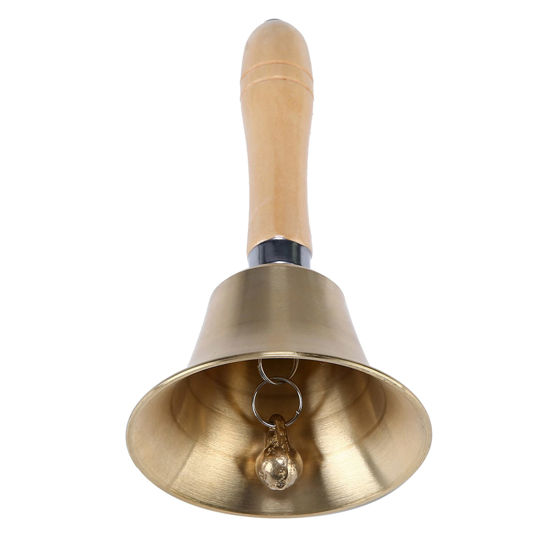 Picture of Extra Loud Solid Brass Hand Call Bell with Wooden Handle