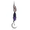 Picture of BOHO GARDEN Hanging Car Charm - Rose Quartz, Amethyst - Dangling Moon, Healing Crystal Accessories, Rearview Mirror Decorations - Love, Connection, Self-Worth, Balance, Intuition, Spirituality, Energy