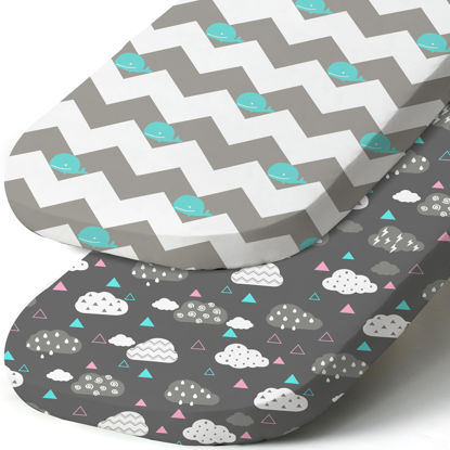 Picture of Stretch Fitted Bassinet Sheet Set BROLEX 2 Pack Cradle Sheets for Bassinet Pad/Mattress,Unisex Boys Girls,Ultra Soft,Whale Cloud