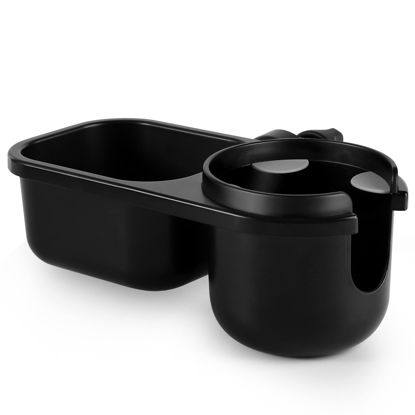 Picture of Accmor 2 in 1 Stroller Tray, Stroller Cup Holder Snack Tray, Non-Slip Grip Clip Stroller Accessory Stroller Tray Compatible with Uppababy, Nuna, Doona Strollers Max 1.7'', Black
