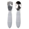 Picture of Bumkins Toddler Utensils, Kids Size Fork and Spoon Set, Silicone and Stainless-Steel Training Silverware, Angled Forks / Sporks for Self-Feeding, Children Hold Learning to Eat, 18 Months Up, Gray