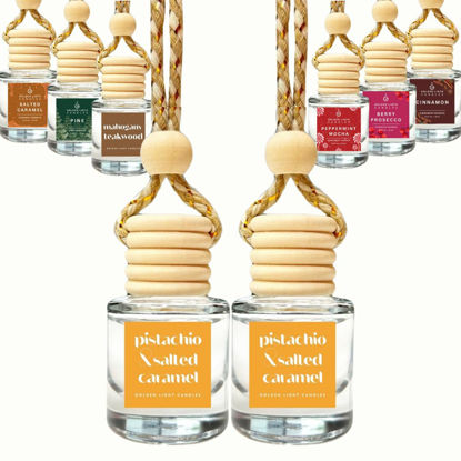 Picture of Car Air Freshener Hanging (Pack of 2) | Pistachio and Salted Caramel Car Scent | Cute Car Fragrance Oil Diffuser | Car Fresheners for Women & Men | Made in USA | Buy 2+ and Save 33%*