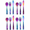 Picture of 12 Piece Stainless Steel Kids Silverware Set - Child and Toddler Safe Flatware - Kids Utensil Set - Metal Kids Cutlery Set Includes 4 Small Kids Spoons, 4 Forks & 4 Knives - UV Rainbow