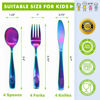 Picture of 12 Piece Stainless Steel Kids Silverware Set - Child and Toddler Safe Flatware - Kids Utensil Set - Metal Kids Cutlery Set Includes 4 Small Kids Spoons, 4 Forks & 4 Knives - UV Rainbow