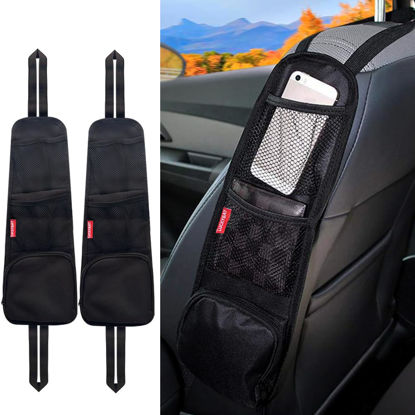 Picture of Luckybay 2PCS Car Seat Storage Hanging Bag, Multi-Pocket Seat Side Organizer, Multifunctional Mesh Net Pocket, Seat Back Organizers, Car Accessories for Car, SUV, Trucks