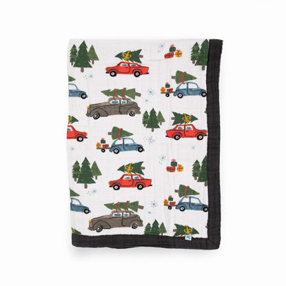 Picture of Little Unicorn Holiday Haul Cotton Muslin Quilt Receiving Blanket | 100% Cotton | Super Soft | Babies and Toddlers | 30” x 40” | Machine Washable