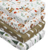 Picture of 4 Pack Woodland Forest Animals Wood Neutral Unisex Fitted Baby Crib Sheets Set for Baby Boys or Girls (Beer, 52 * 28)
