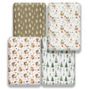 Picture of 4 Pack Woodland Forest Animals Wood Neutral Unisex Fitted Baby Crib Sheets Set for Baby Boys or Girls (Beer, 52 * 28)