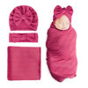 Picture of DRESHOW BQUBO Newborn Receiving Blanket Toddler Warm for Girls with Bow Hat and Bow Headband Shower Gift