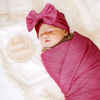 Picture of DRESHOW BQUBO Newborn Receiving Blanket Toddler Warm for Girls with Bow Hat and Bow Headband Shower Gift